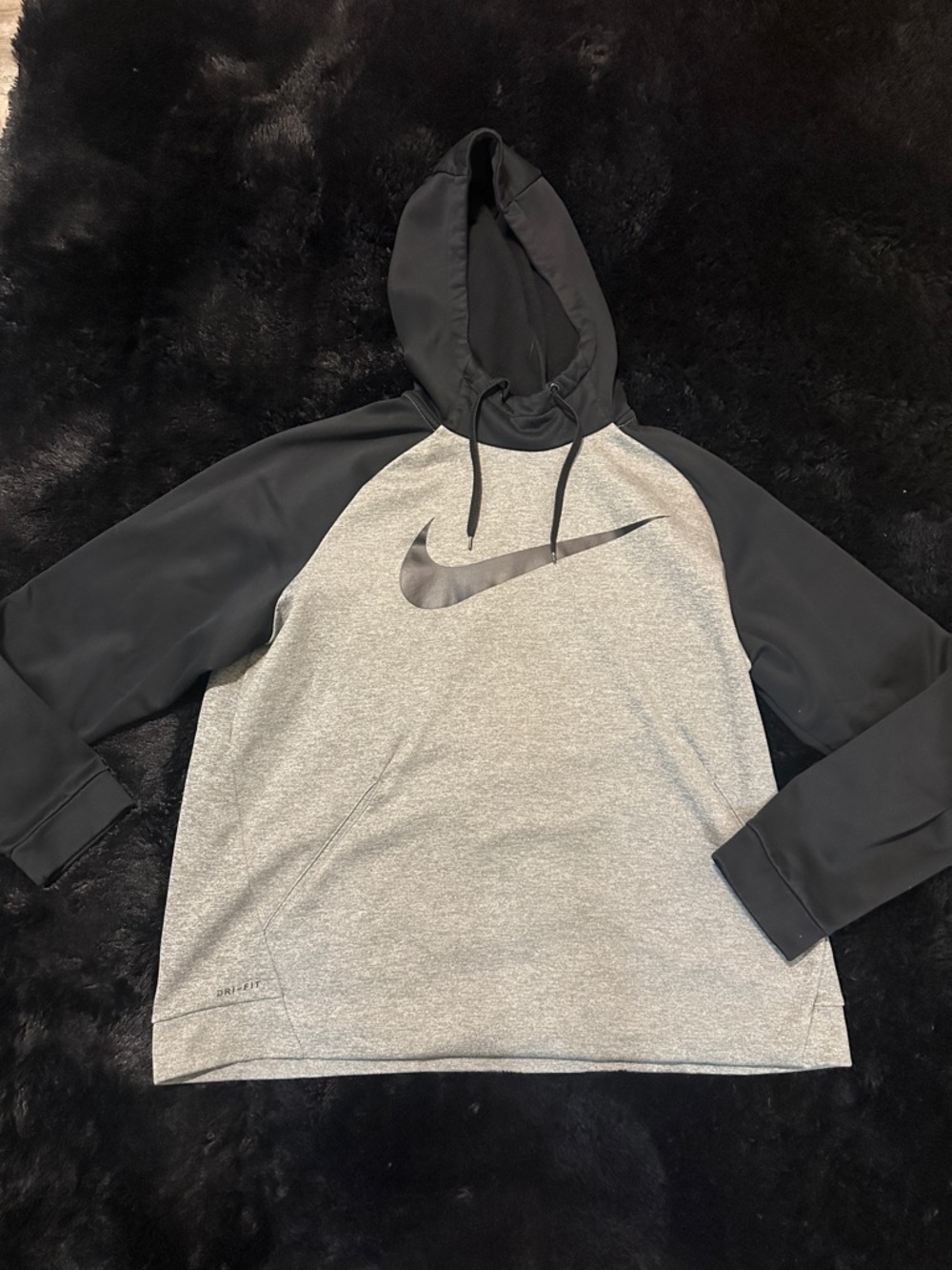 Nike Black & Gray Pullover Hoodie with Swoosh